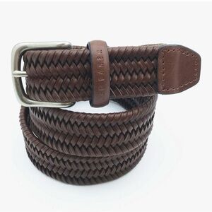 Ted Baker London Men's Dress Brown Braided Leather Belt with Leather Loop Sz 36